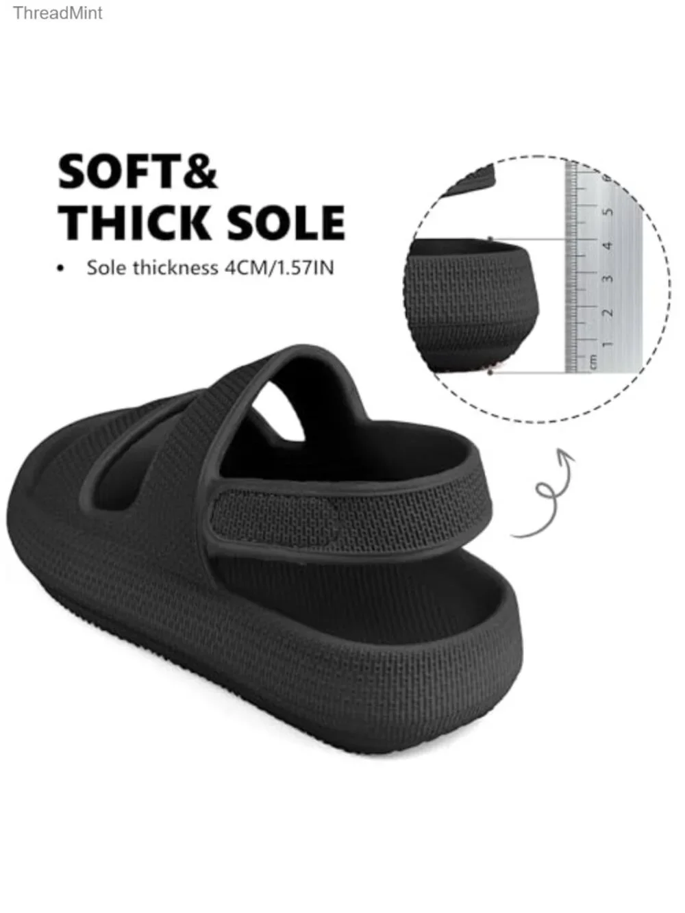 Kids Cloud Sandals EVA Quick Drying Slide Sandals with Hook Loop Back Strap
